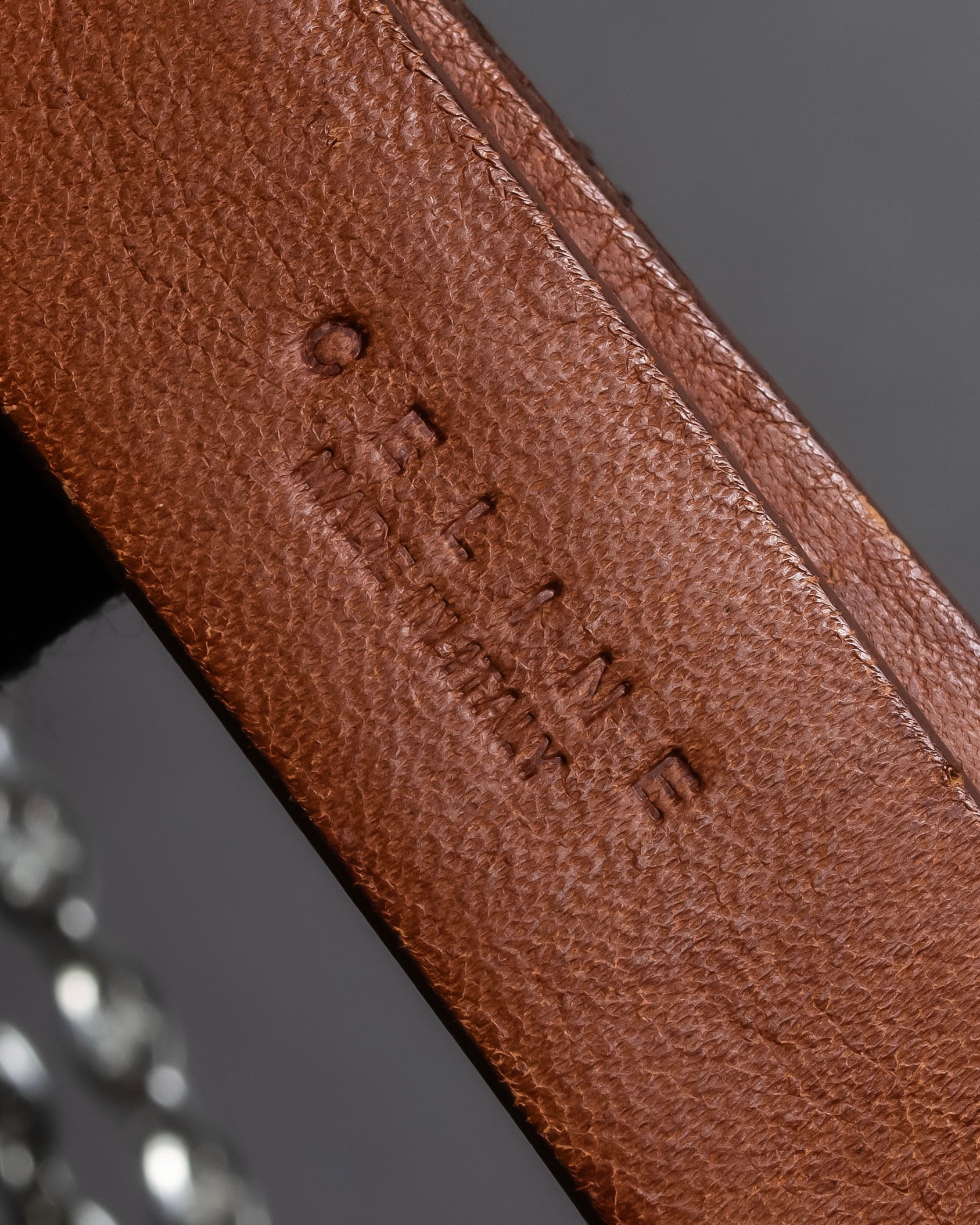 "CELINE" Oval link chain design leather combination belt