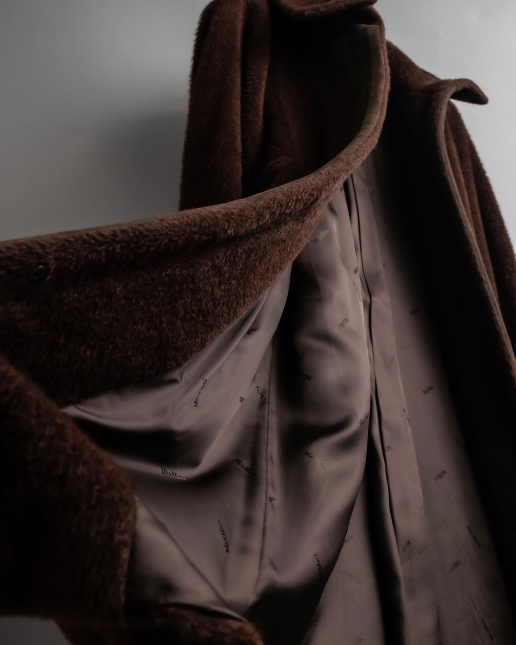 "Max Mara" Alpaca wool belted stand collar long coat