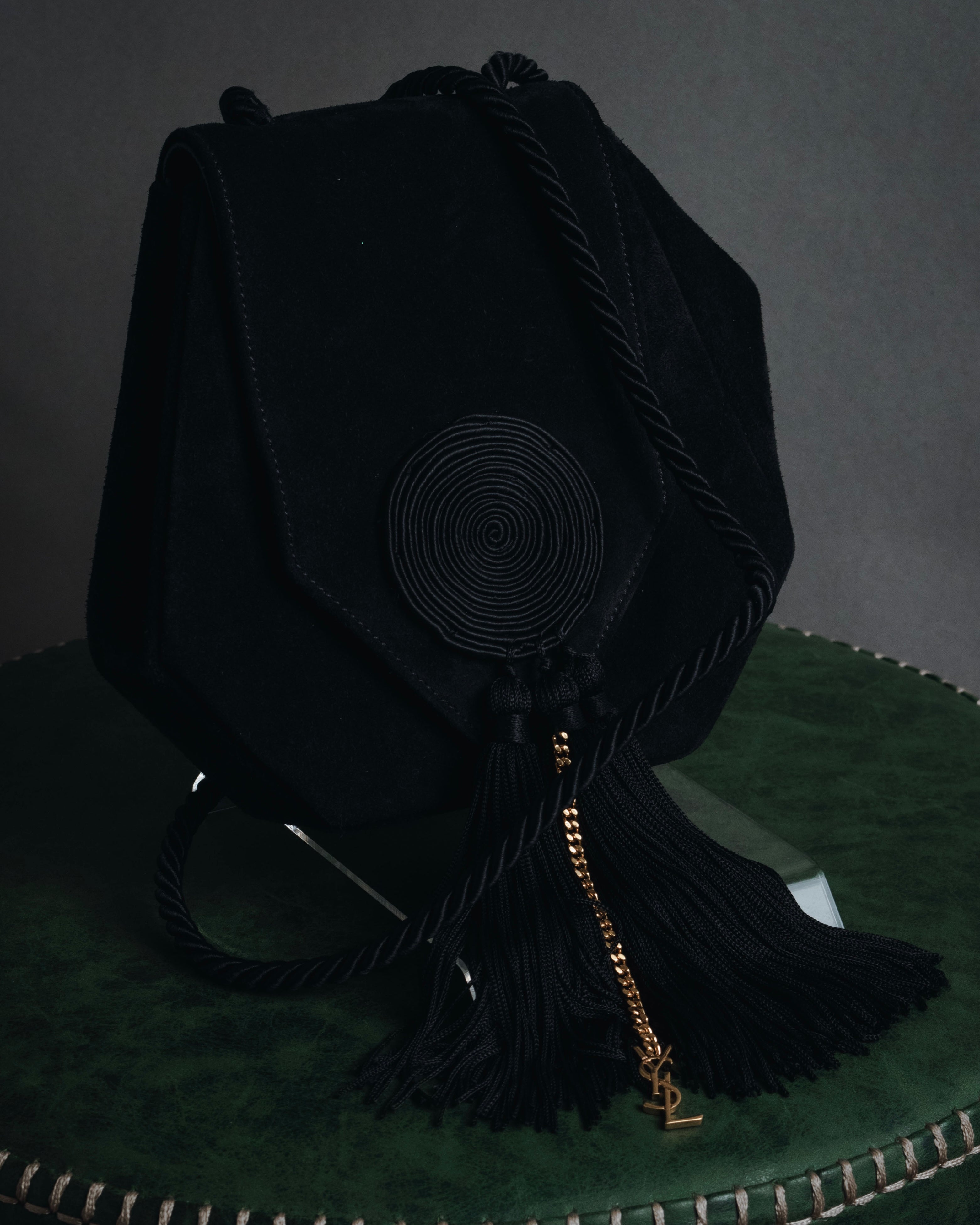 圣罗兰 2014-18 反绒皮流苏卡桑德尔吊饰单肩包