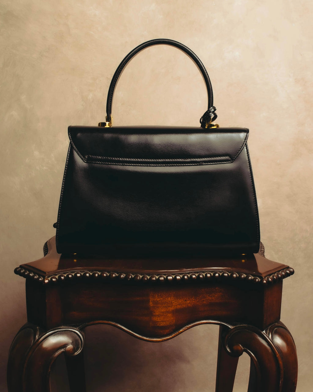 "LORENZO de MEDICI" 80's-00's Structured leather top handle handbag