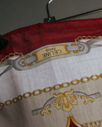 "CELINE" 90's-00's Vintage equestrian harness motif cotton handkerchief scarf