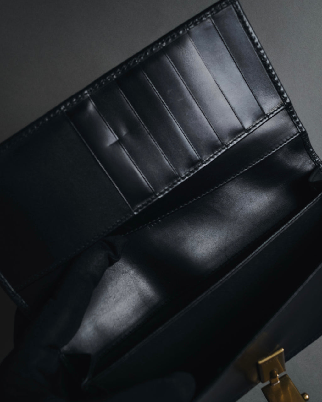 "GUCCI" Mid 00’s wood-lock leather long wallet