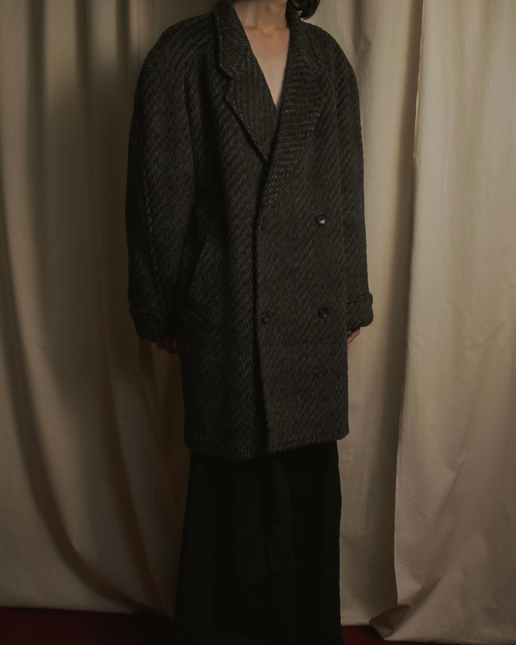 Abrigo de mezcla de mohair de doble botonadura de los años 90 de Christian Dior MONSIEUR