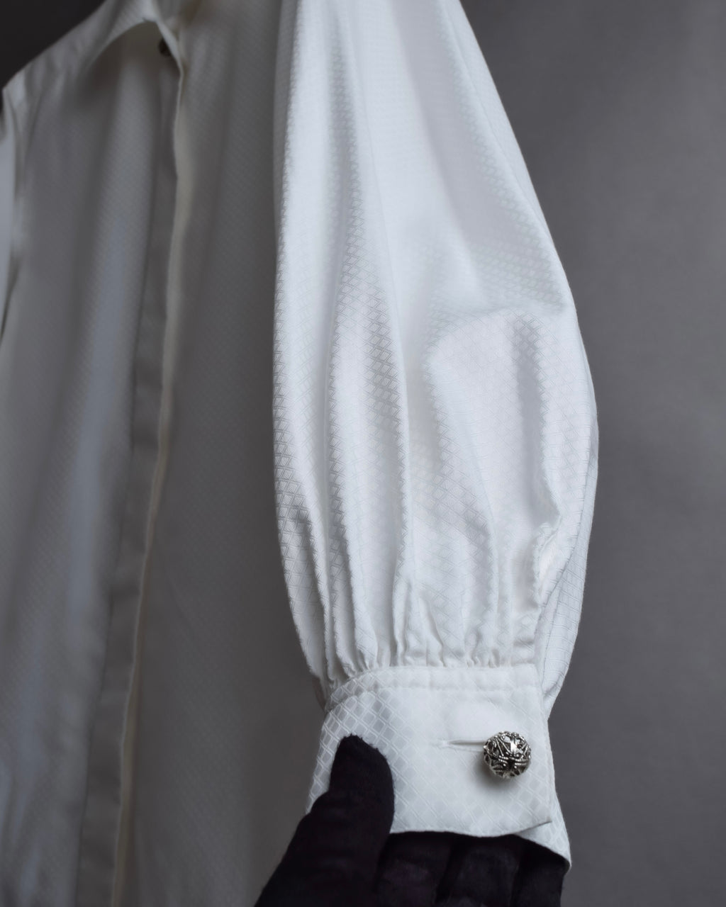 "Christian Dior" Diamond pattern woven metal button shirt