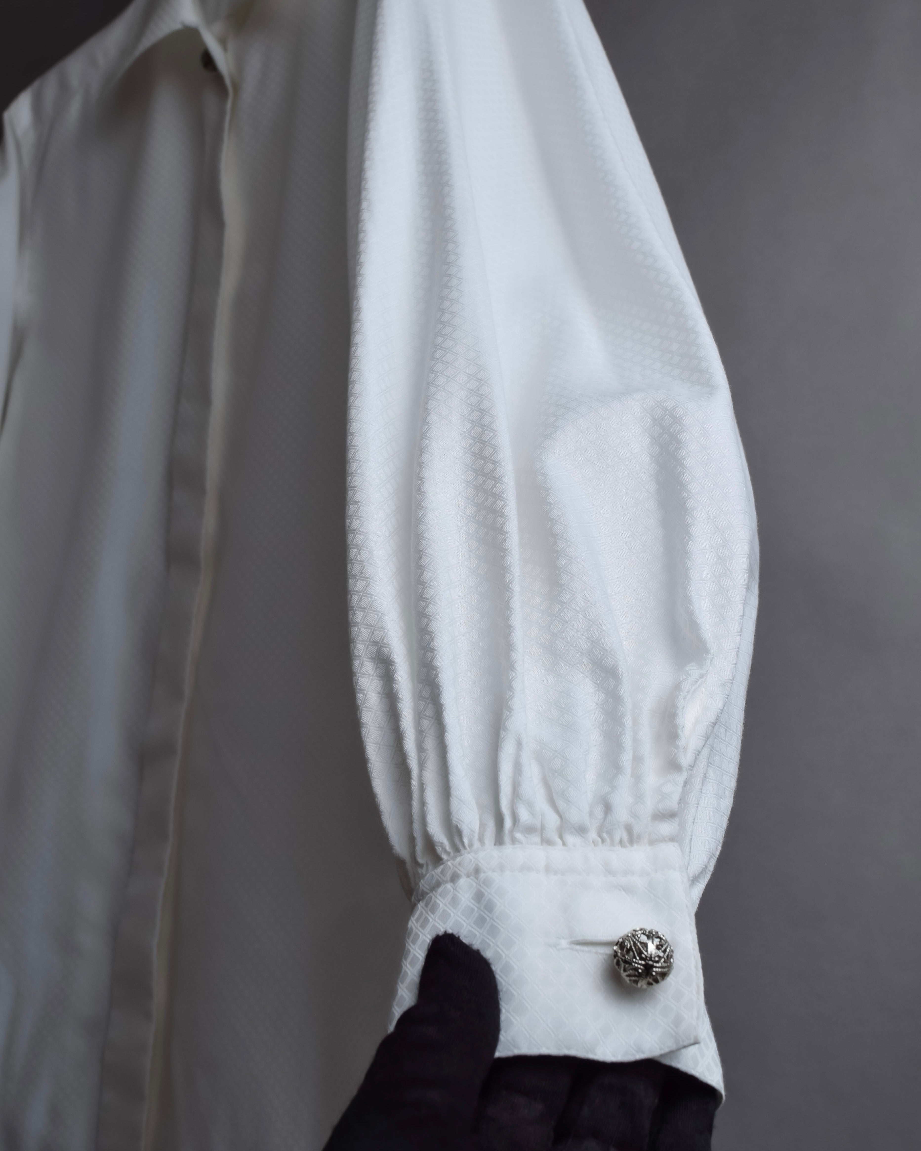 "Christian Dior" Diamond pattern woven metal button shirt