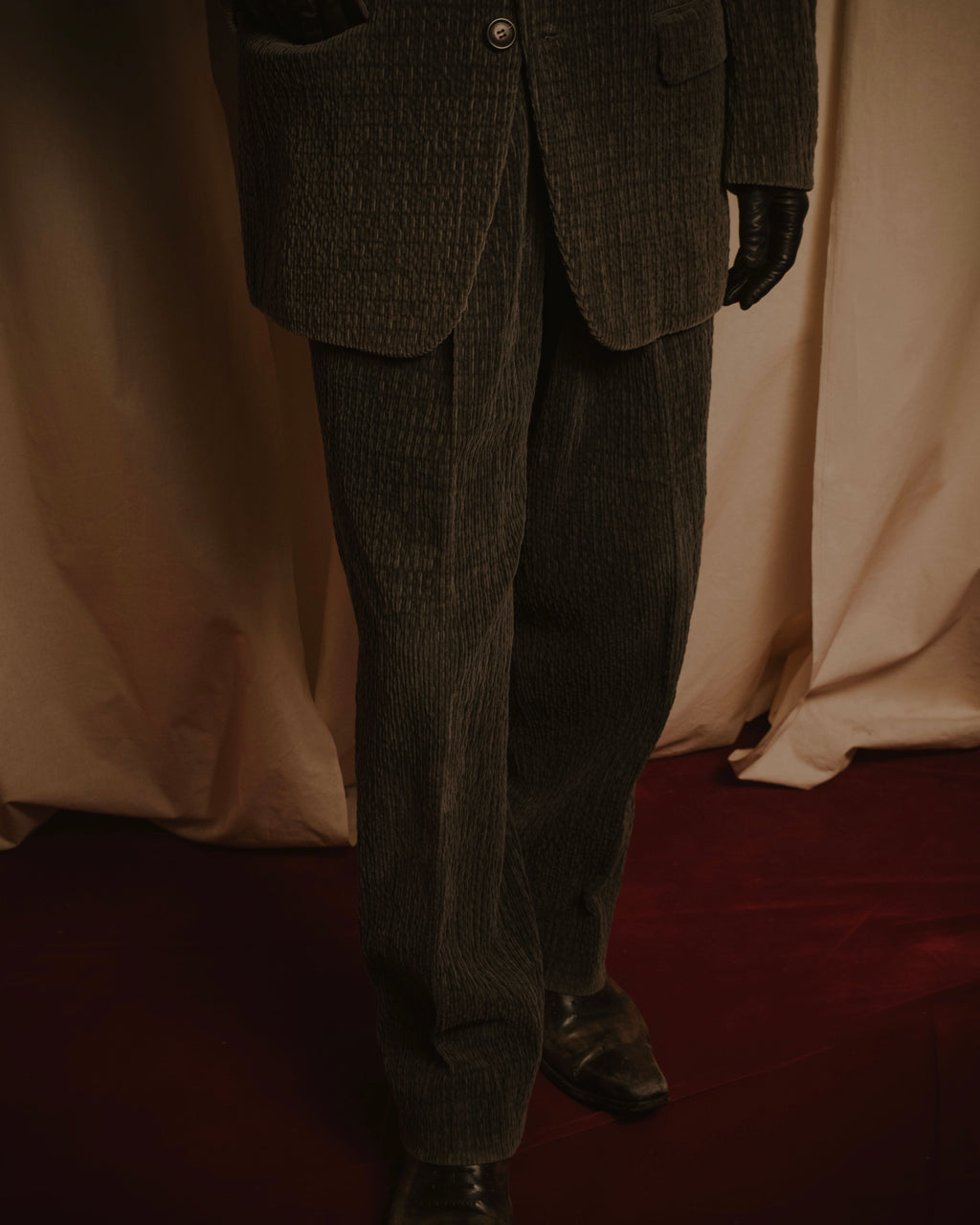 –SPECIAL– "ISSEY MIYAKE MEN" 98AW garment-pleated cotton tailoring set-up