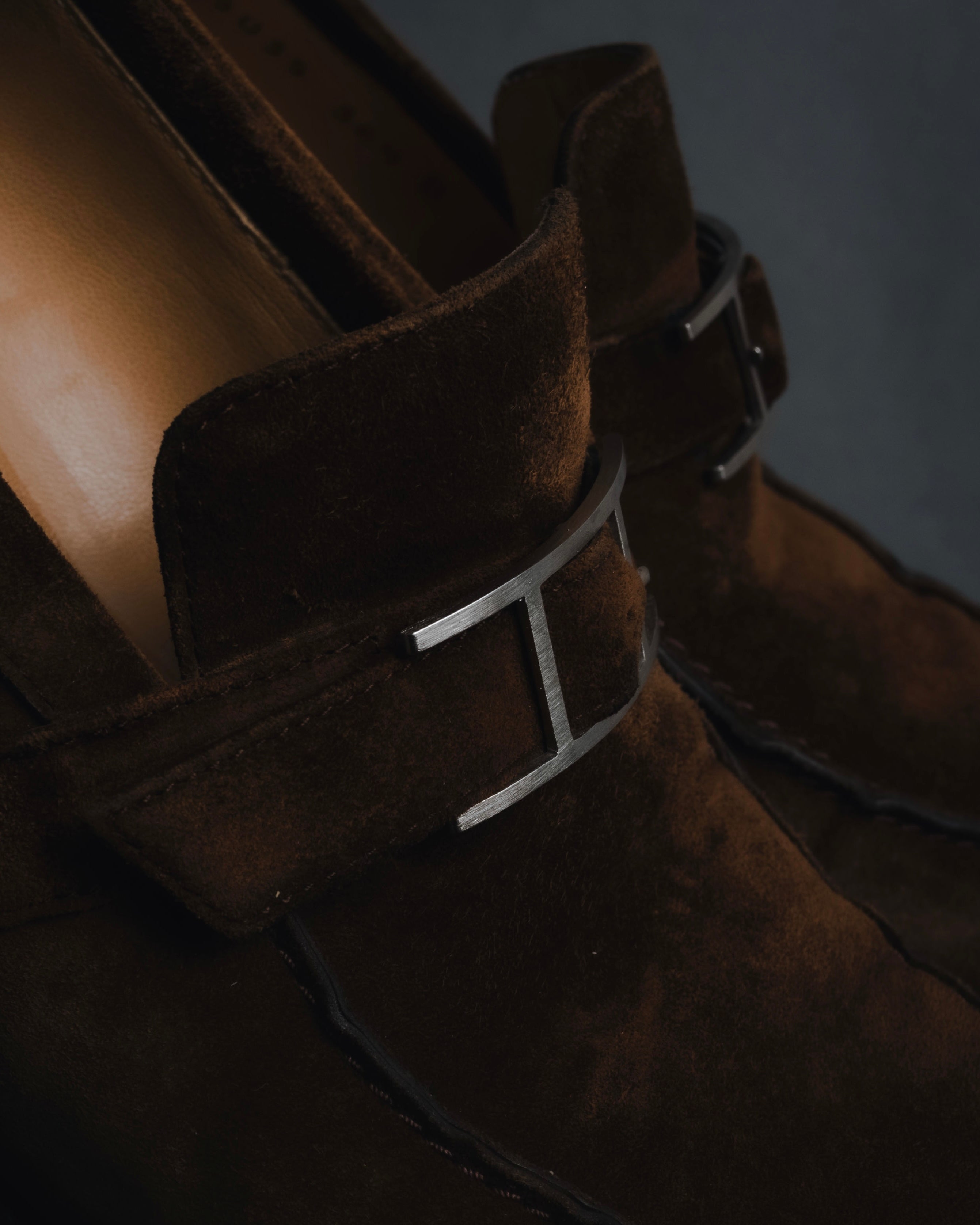 "HERMES" 00’s suede h buckle heeled loafers