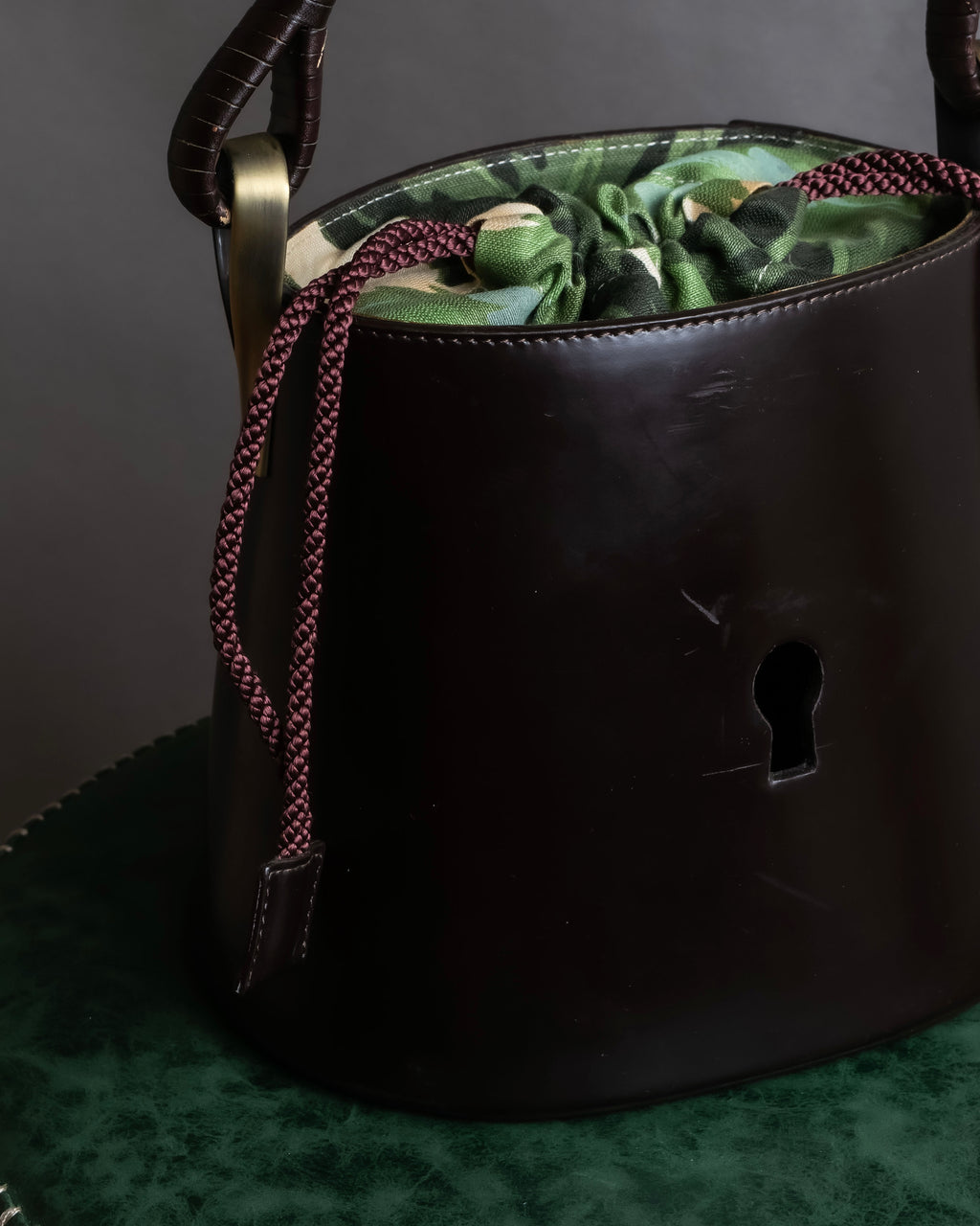 "KENZO" Camouflage design drawstring leather bag