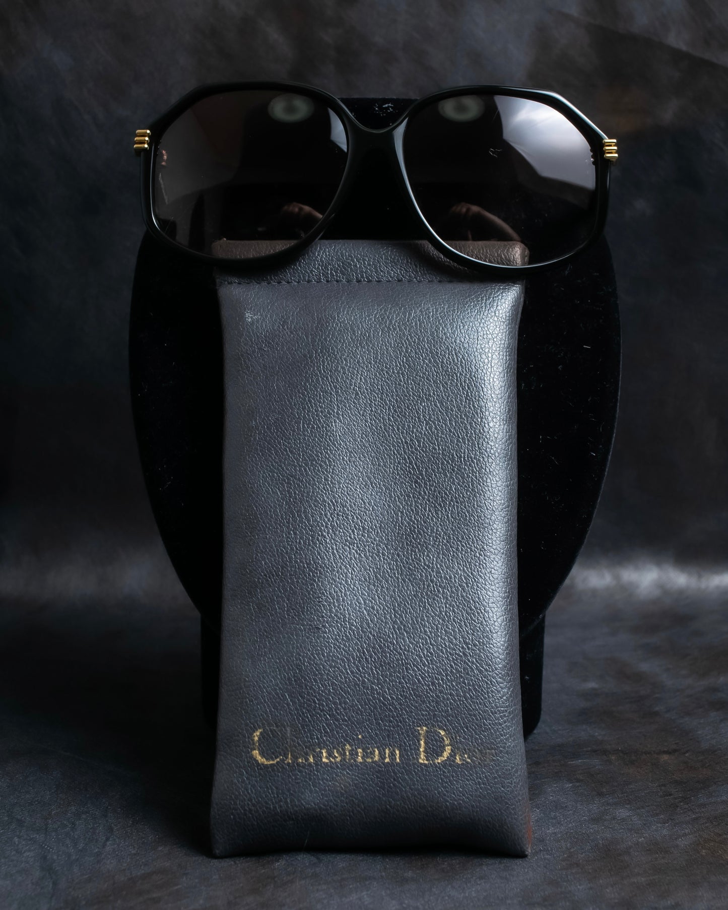 "Christian Dior" Hexagonal frame black sunglasses