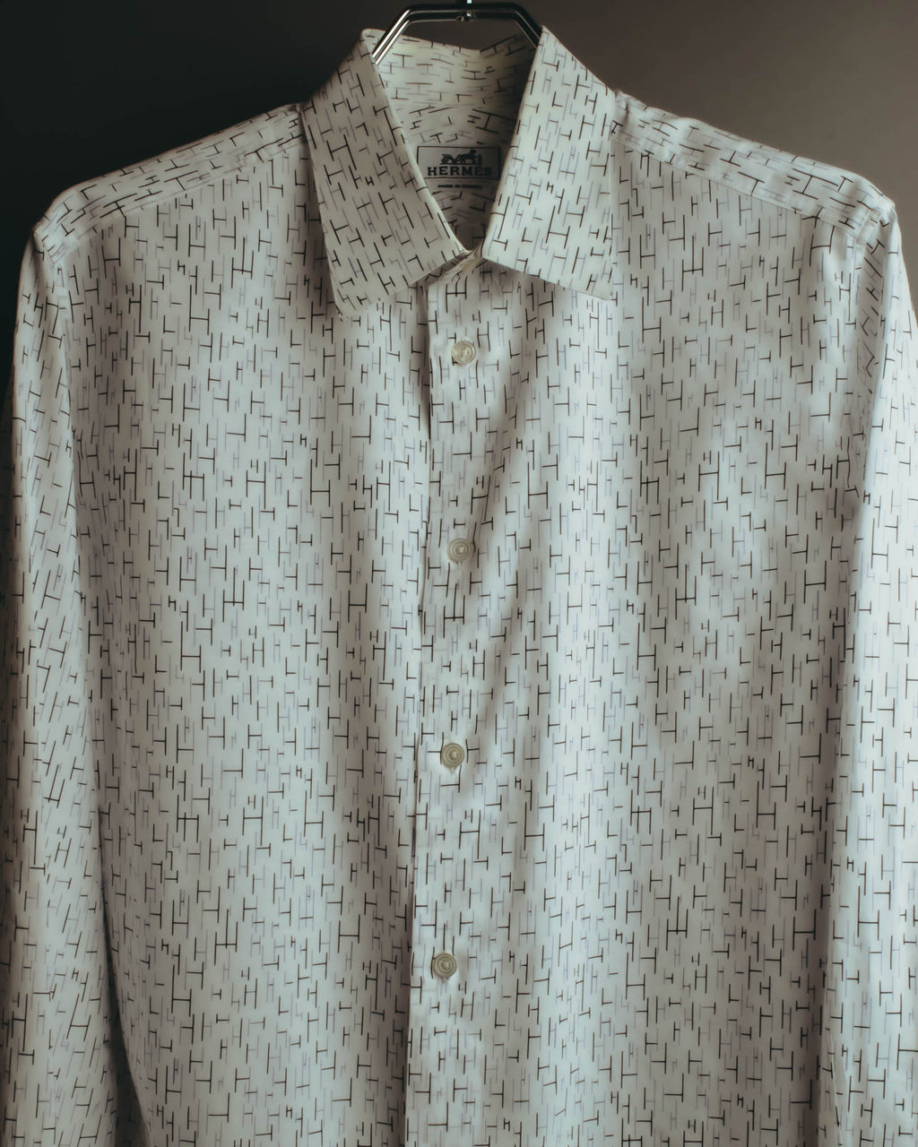 "Hermès" 00's-10's Monogram print cotton long sleeve shirt