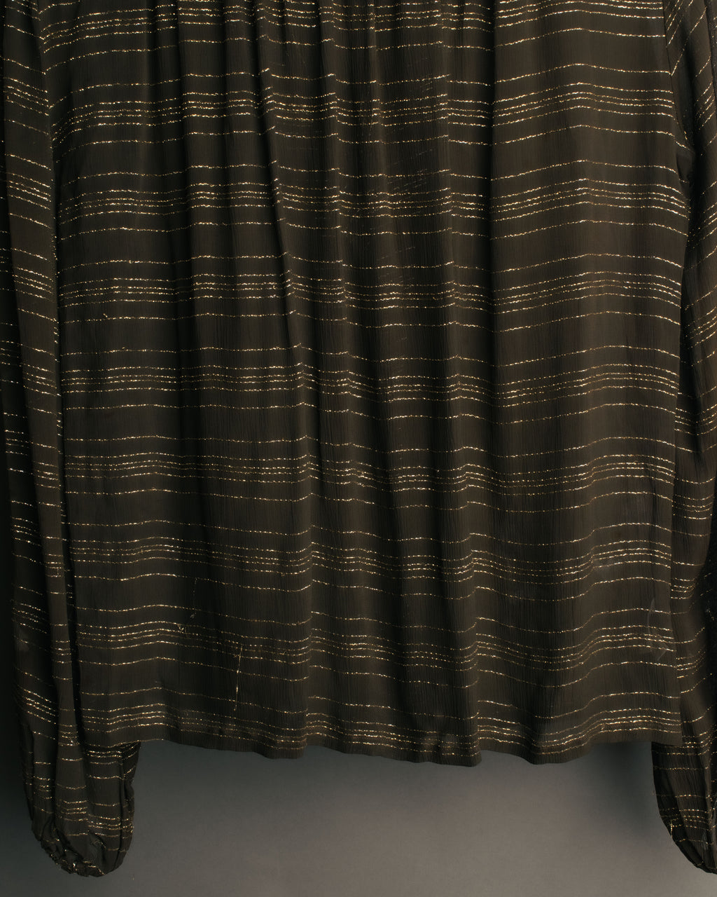 "Christian Dior" 80's-90's Lurex striped pussy-bow sheer blouse