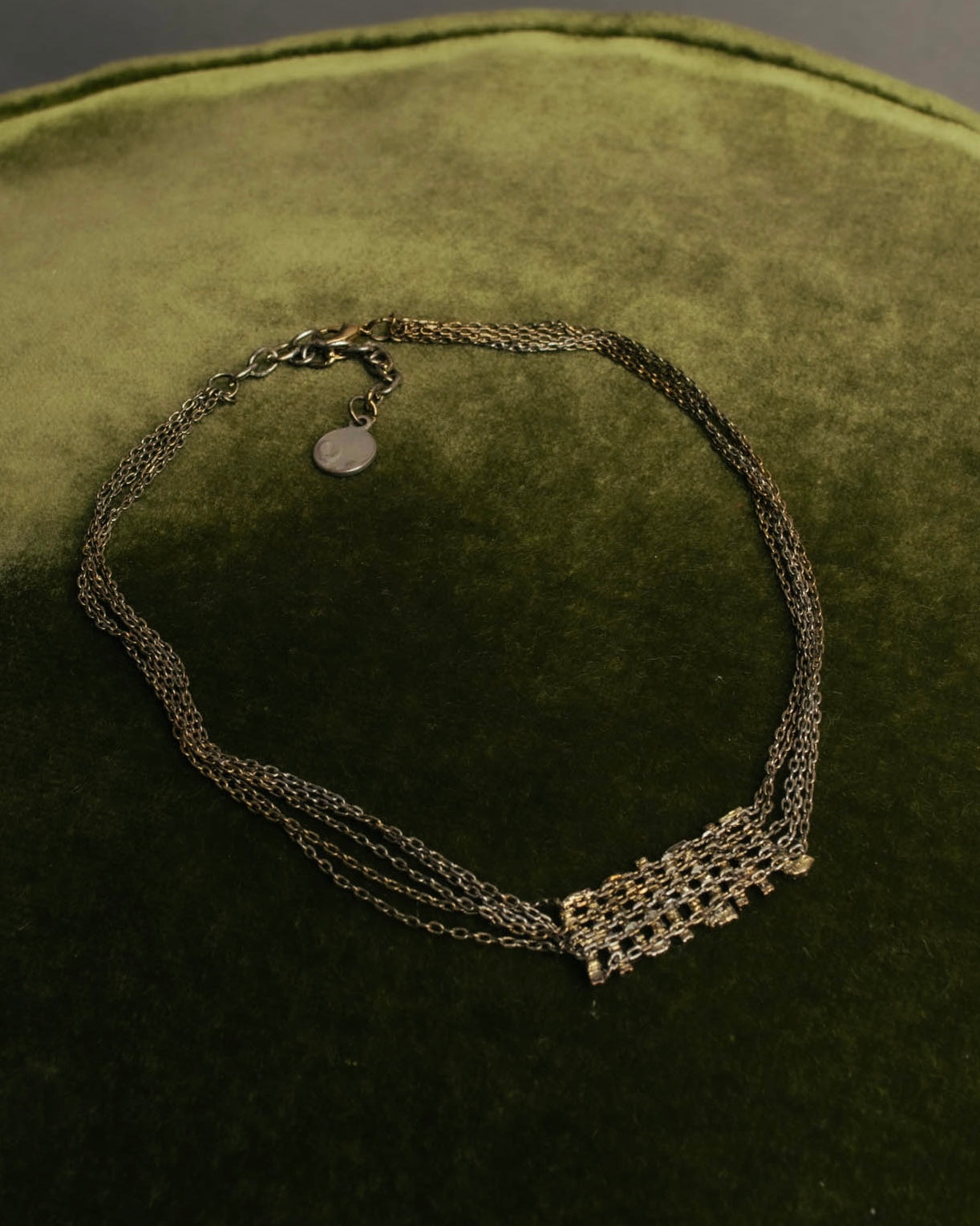 "Christian Dior" Rhinestone logo choker necklace