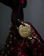 "RED VALENTINO" Flower puzzle motif stud design leather bag