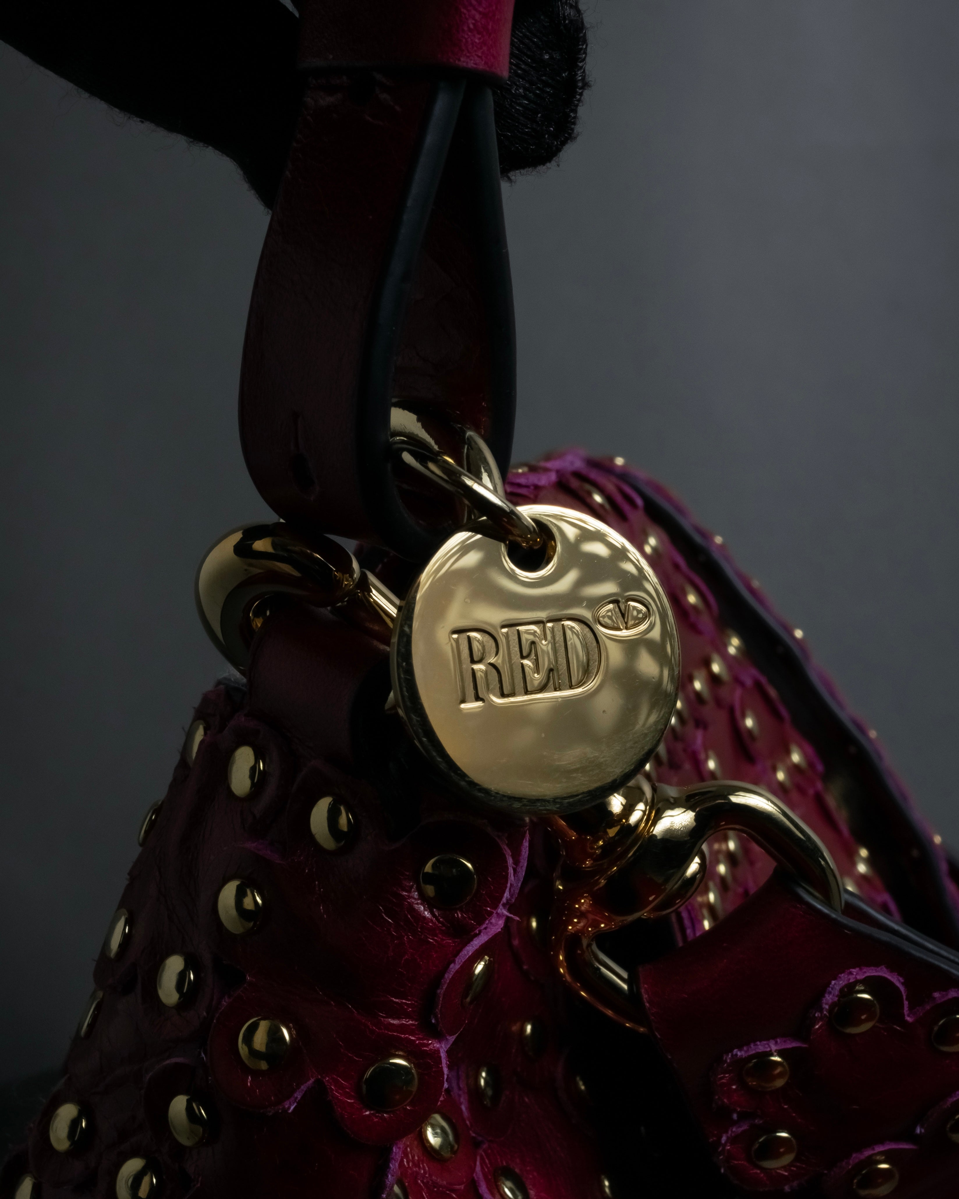 "RED VALENTINO" Flower puzzle motif stud design leather bag