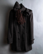 "DOLCE & GABBANA" Fringe scarf included double-breasted coat