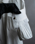 "HERMES" Yoke switching design white cotton shirt