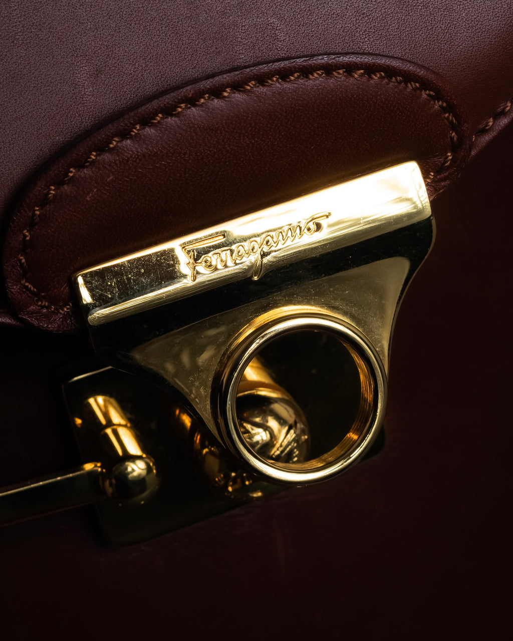 "Salvatore Ferragamo" Coin motif metal design leather hand bag