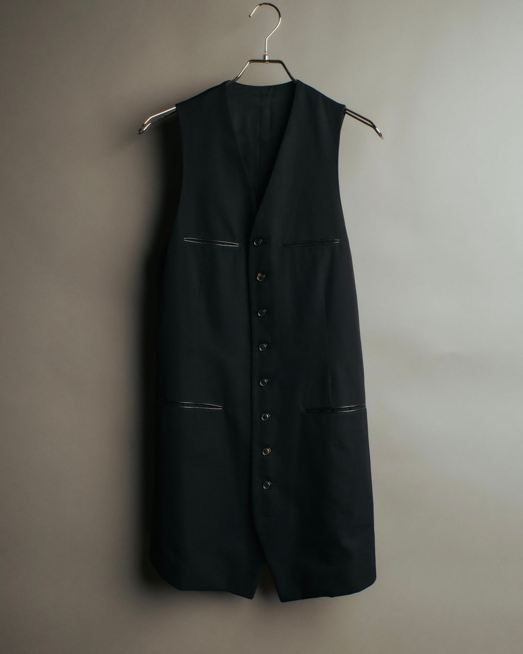-SPECIAL- “Y’s” 90’s long tailored leather-trimmed vest