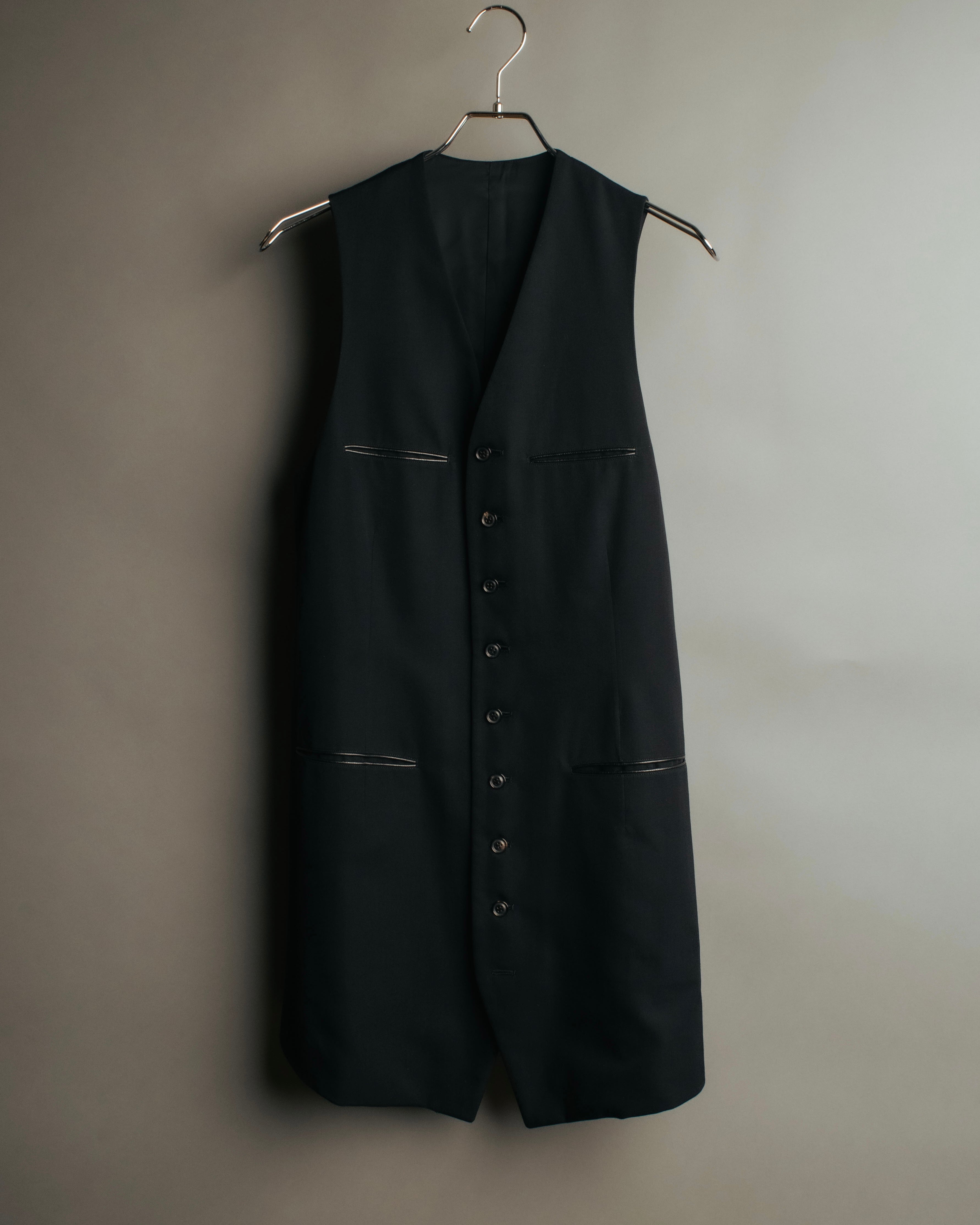-SPECIAL- “Y’s” 90’s long tailored leather-trimmed vest