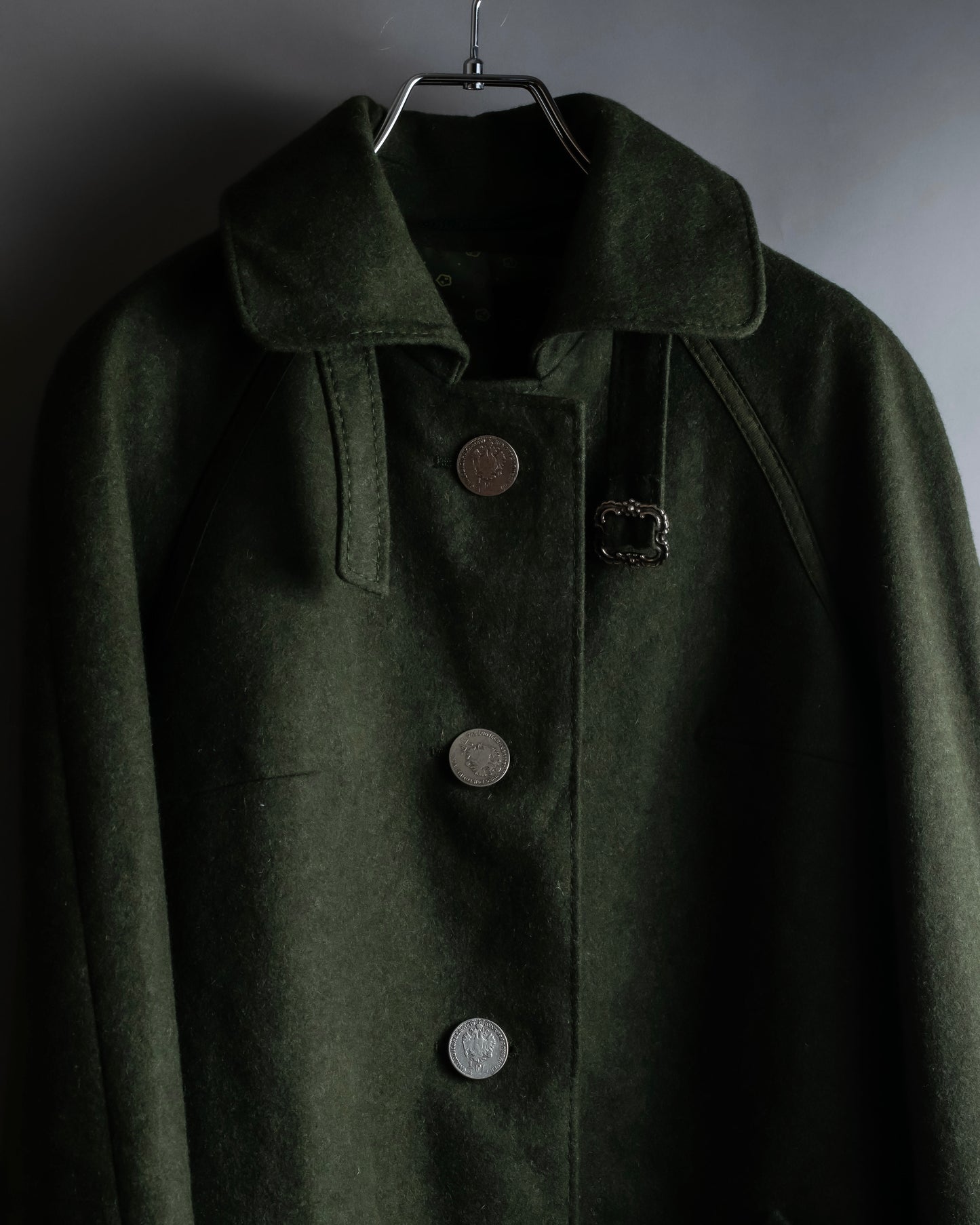 "BAVARIA LODEN" Vintage 2way stand collar wool long coat