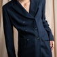 "DKNY" Peak lapel buttoned tailored jacket＆pleated wrap skirt set up