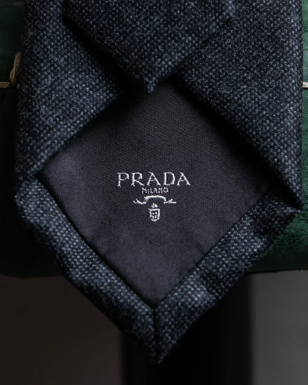 "PRADA" Heather gray wool narrow neck tie