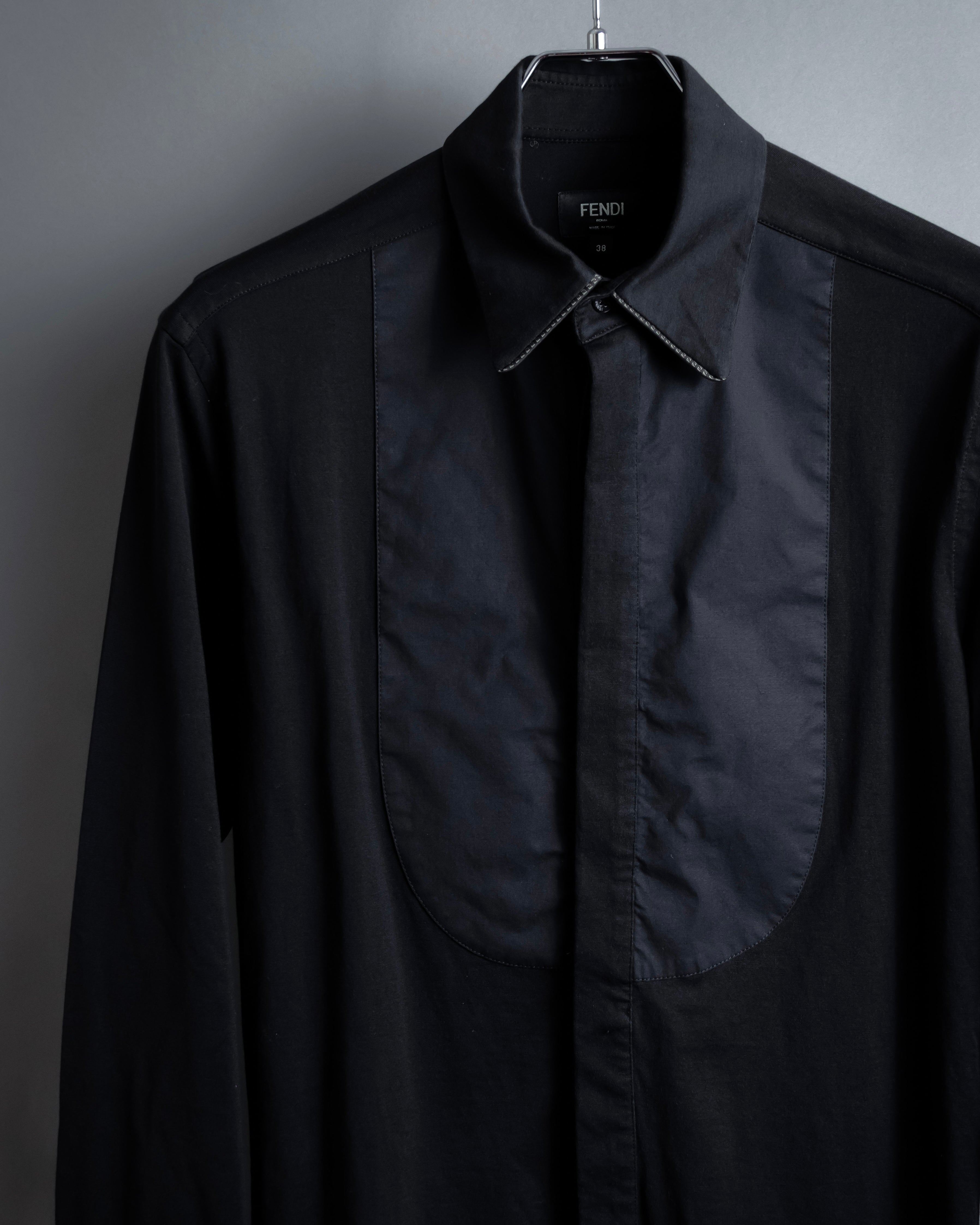 "FENDI" Pick stitch design fly front shirt