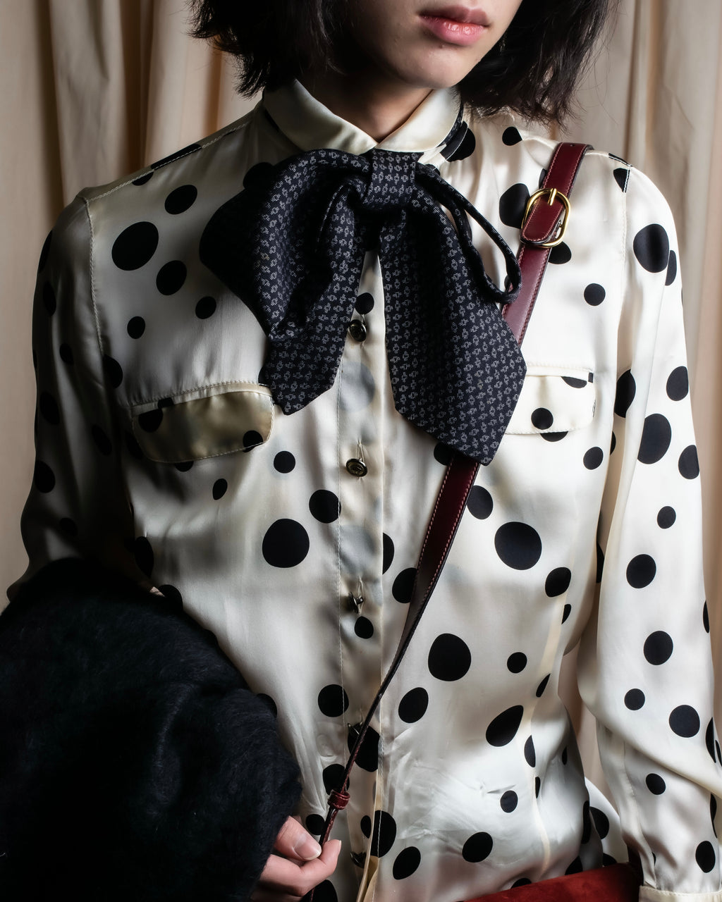 "GIANNI VERSACE" Irregular dot pattern silk shirt