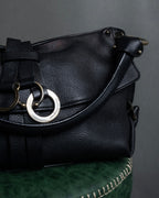 "Salvatore Ferragamo" Gancini reconstructed design shrink leather bag