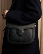 "YVES SAINT LAURENT" Cassandra logo engraved flap design leather bag