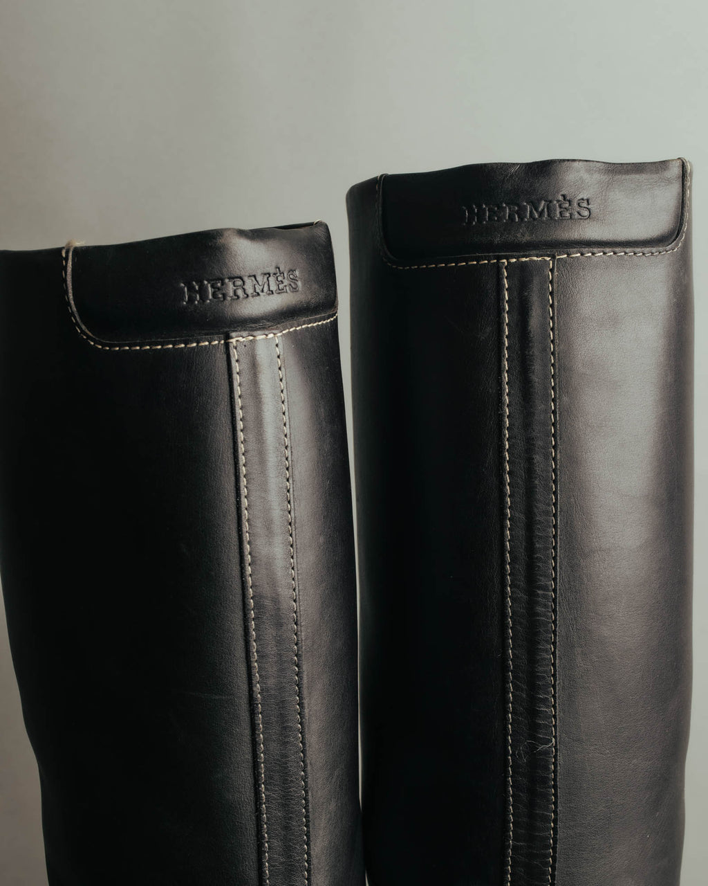 "Hermès" 90's-00's Minimal leather knee-high boots