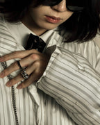 "MAISON MARGIELA" Multi-stripe pattern quilted padded oversized tailored coat