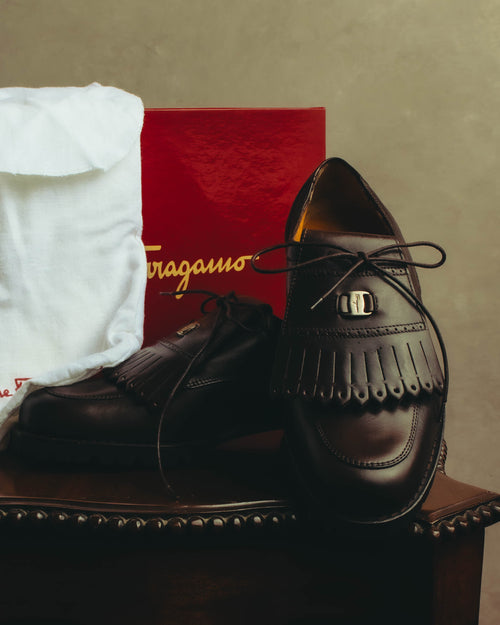 "Salvatore Ferragamo" 90's-00's Kiltie fringe leather derby shoes
