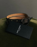 “SAINT LAURENT PARIS” 2010’s Lizard embossed narrow leather belt