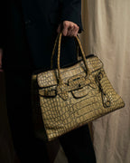 "MIU MIU" Belt strap design embossed leather hand bag