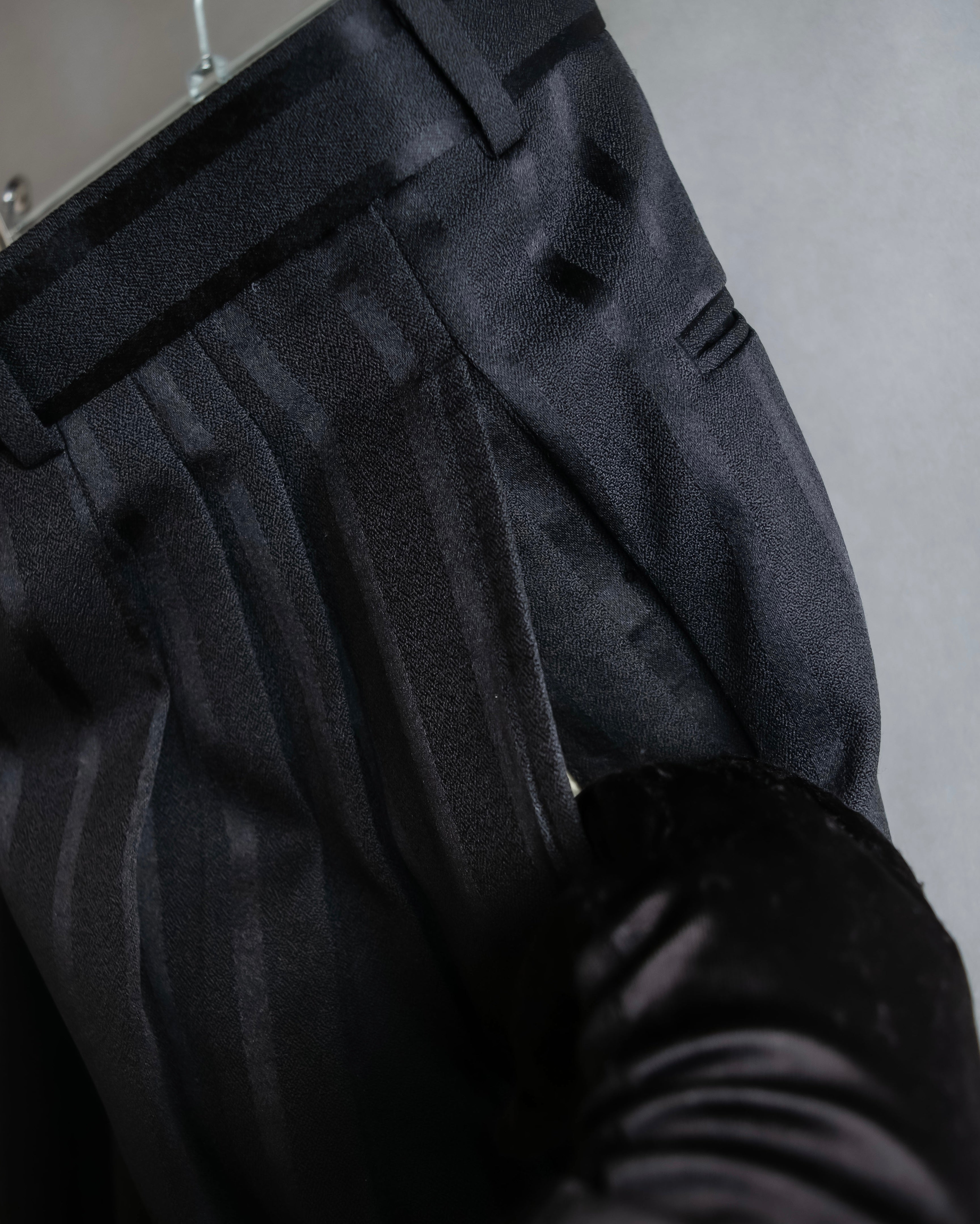 "Vintage subtle gloss striped wide slacks"