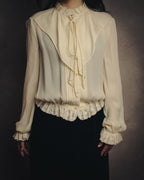 -SPECIAL- “VALENTINO” 1998-2008 Silk ruffled lace bow blouse