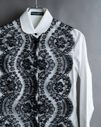 "Dolce &amp; Gabbana" Flower engraved lace design shape fit shirt