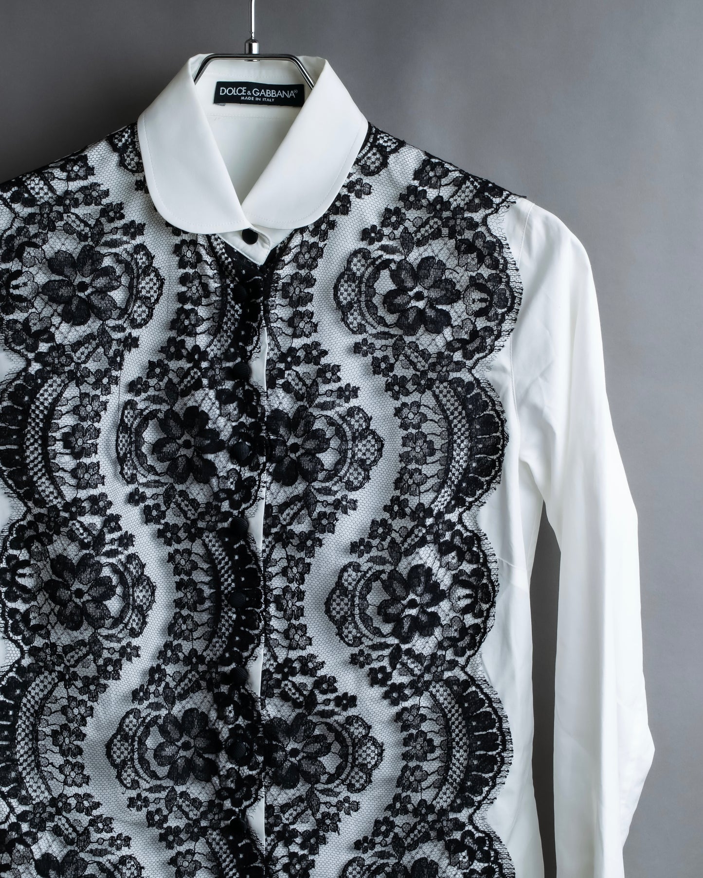 "Dolce & Gabbana" Flower engraved lace design shape fit shirt