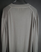 “HERMES” 2000’s Lambskin trimmed high gauge wool cardigan