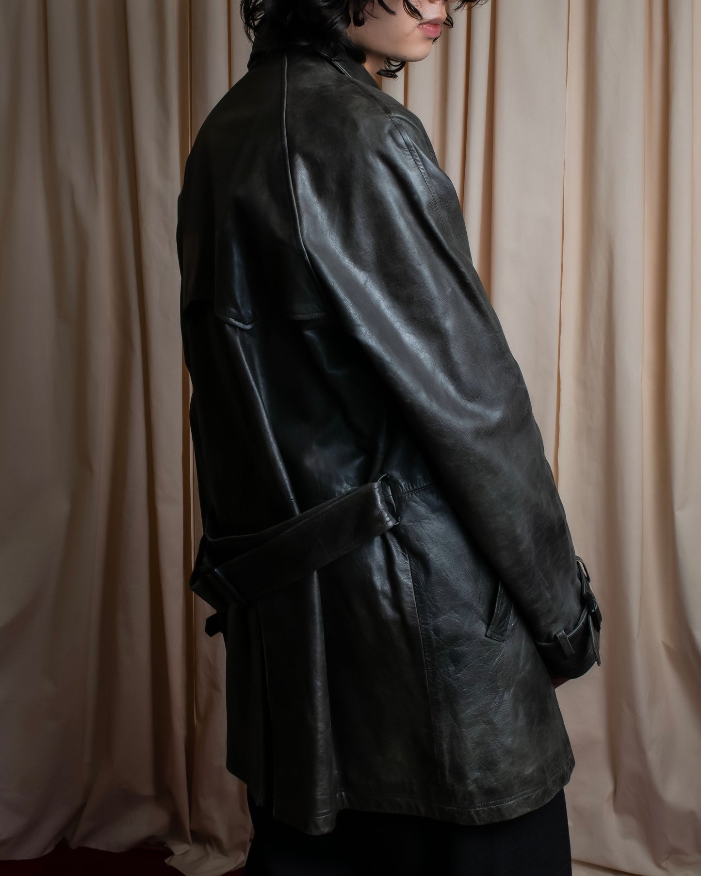 "PAUL SMITH" Military detail double-breasted sheepskin leather coat