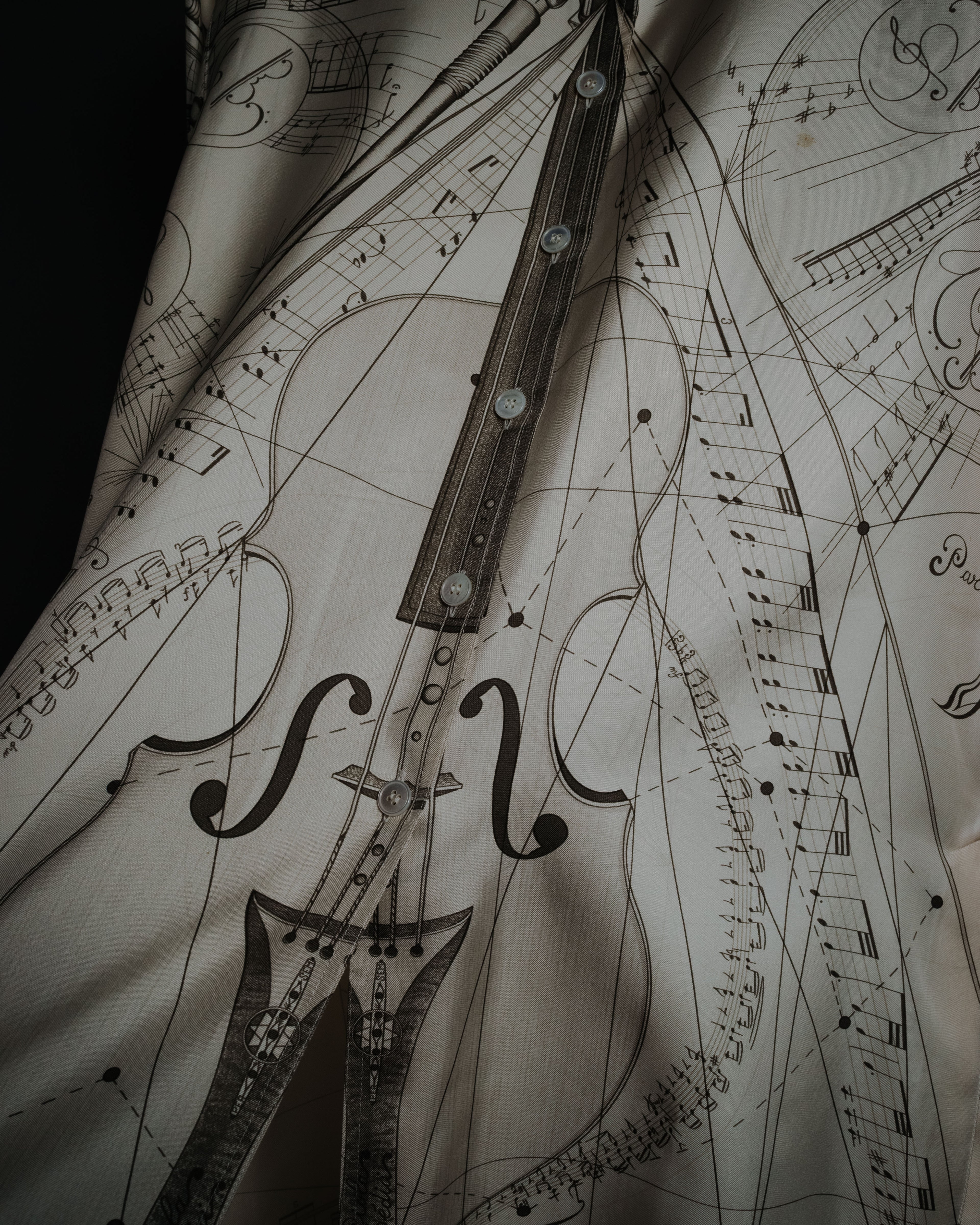 –SPECIAL– "HERMES" 90’s La musique des sphères silk twill printed shirt