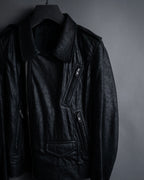 -SPECIAL- "Rick Owens" 15AW Beautiful wrinkles front zip leather jacket
