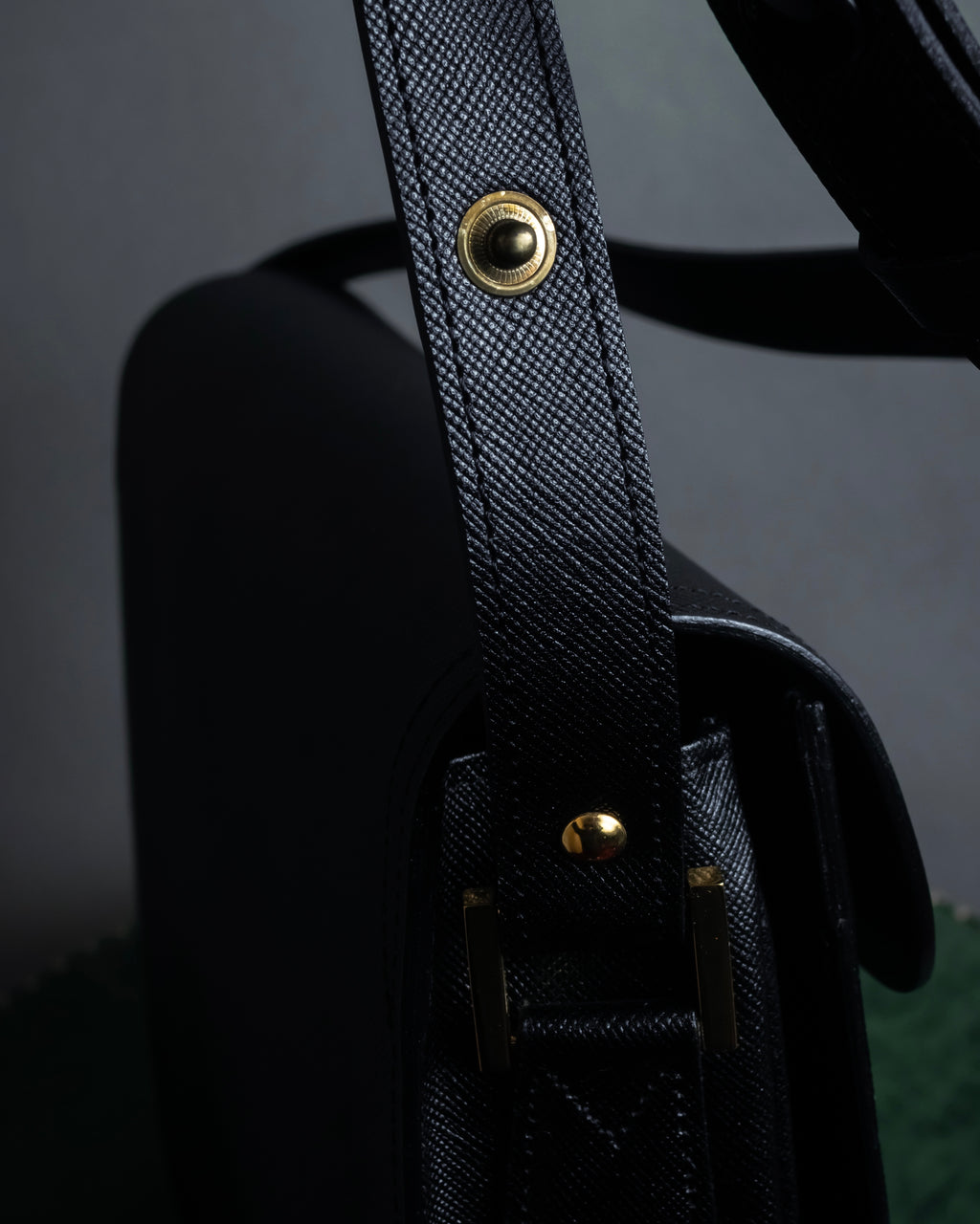 "YVES SAINT LAURENT" Cassandra logo engraved flap design leather bag