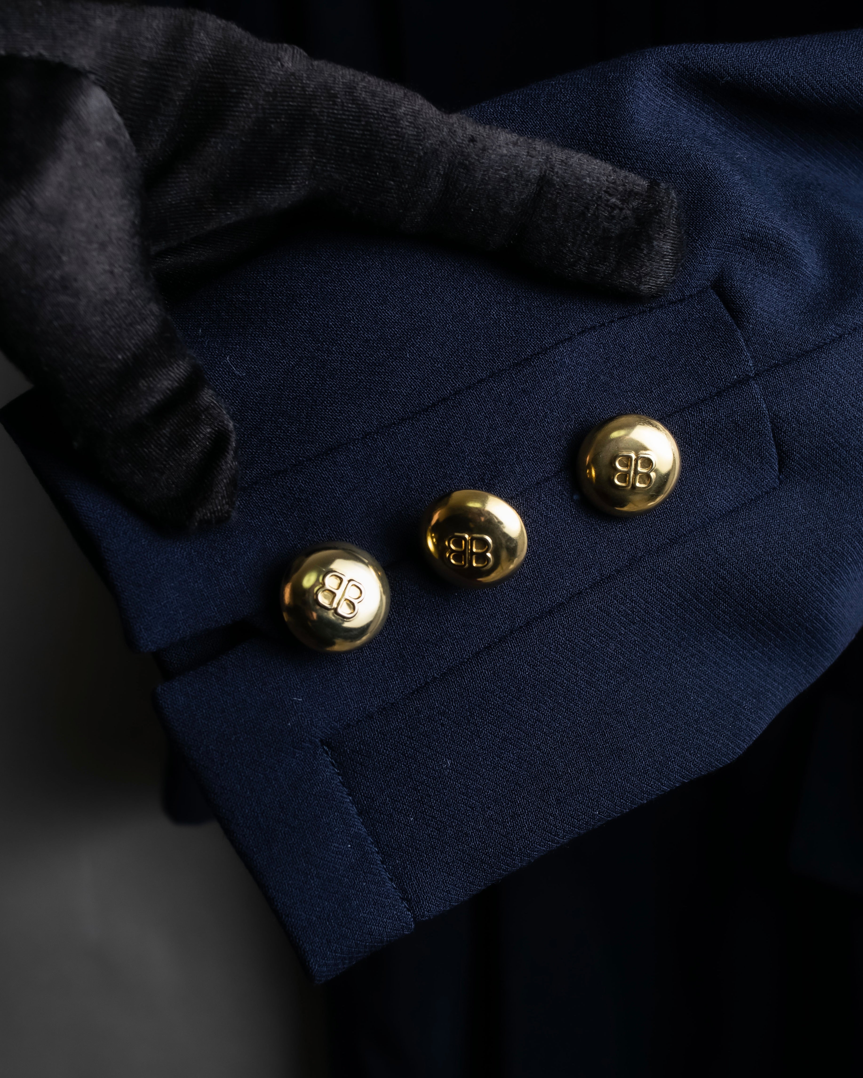 "BALENCIAGA" Gold button design navy color dress