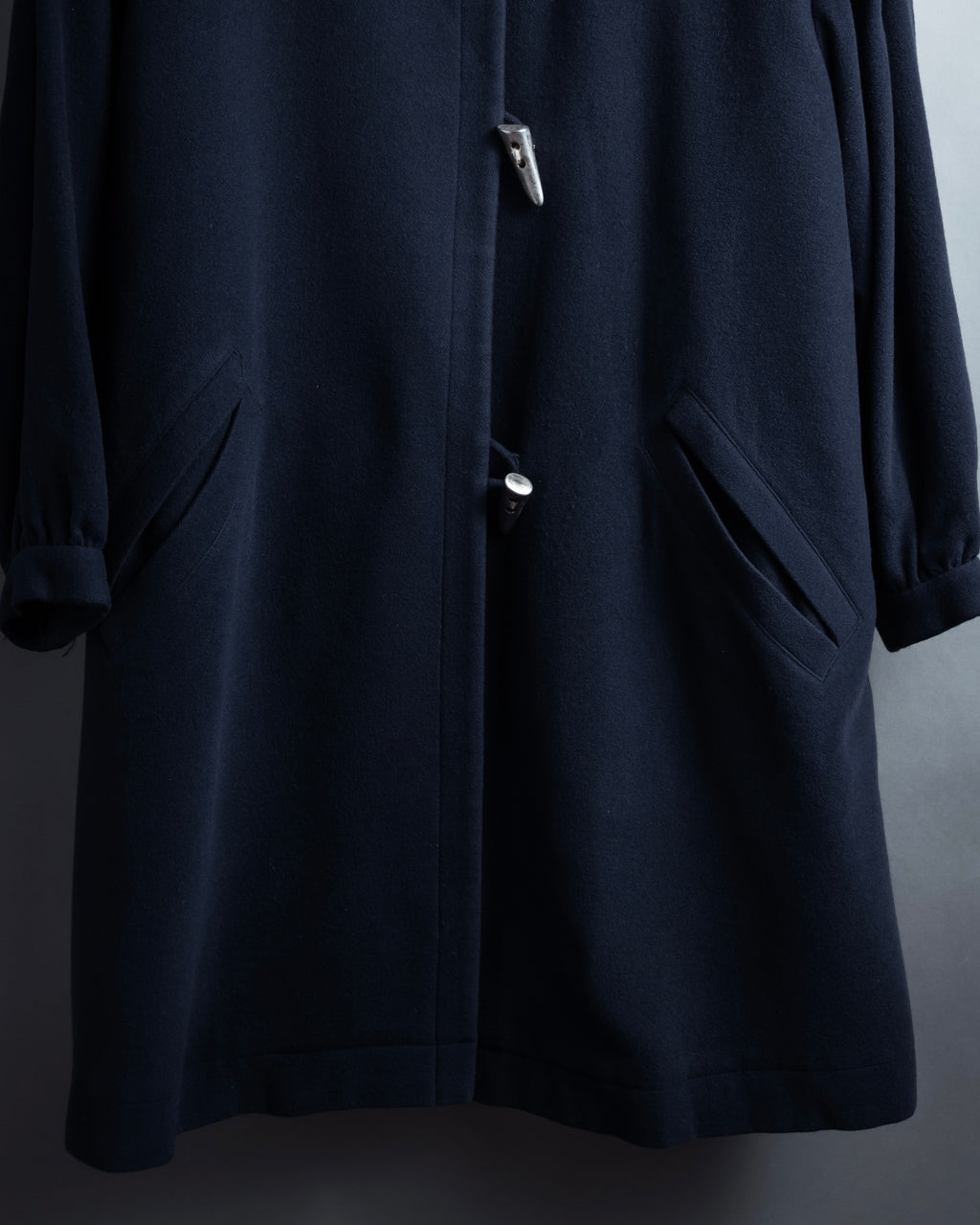 "YVES SAINT LAURENT" Metal toggle design melton wool duffel coat