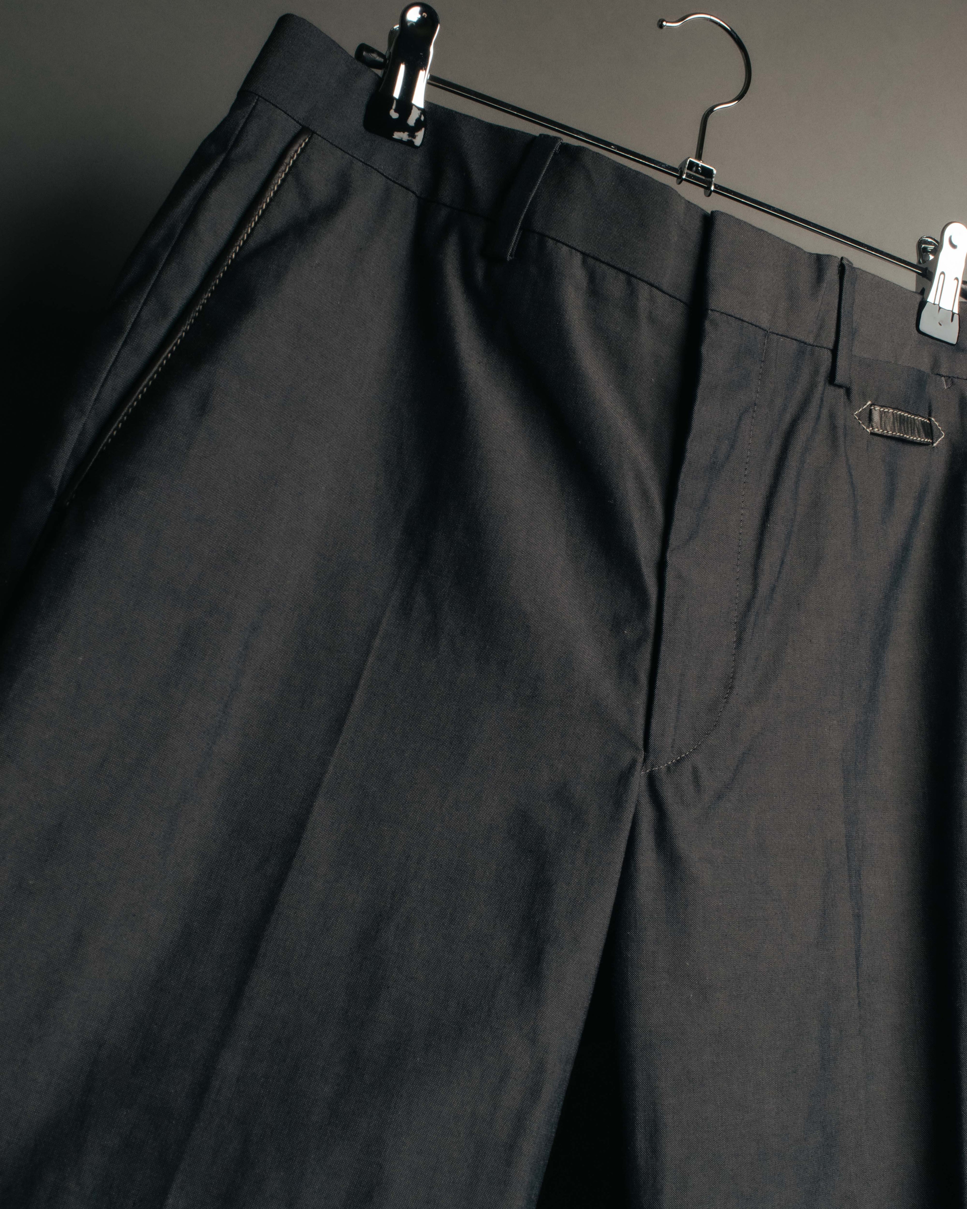 -SPECIAL- “HERMÈS” 1998-00’s Leather trimmed tailored trousers