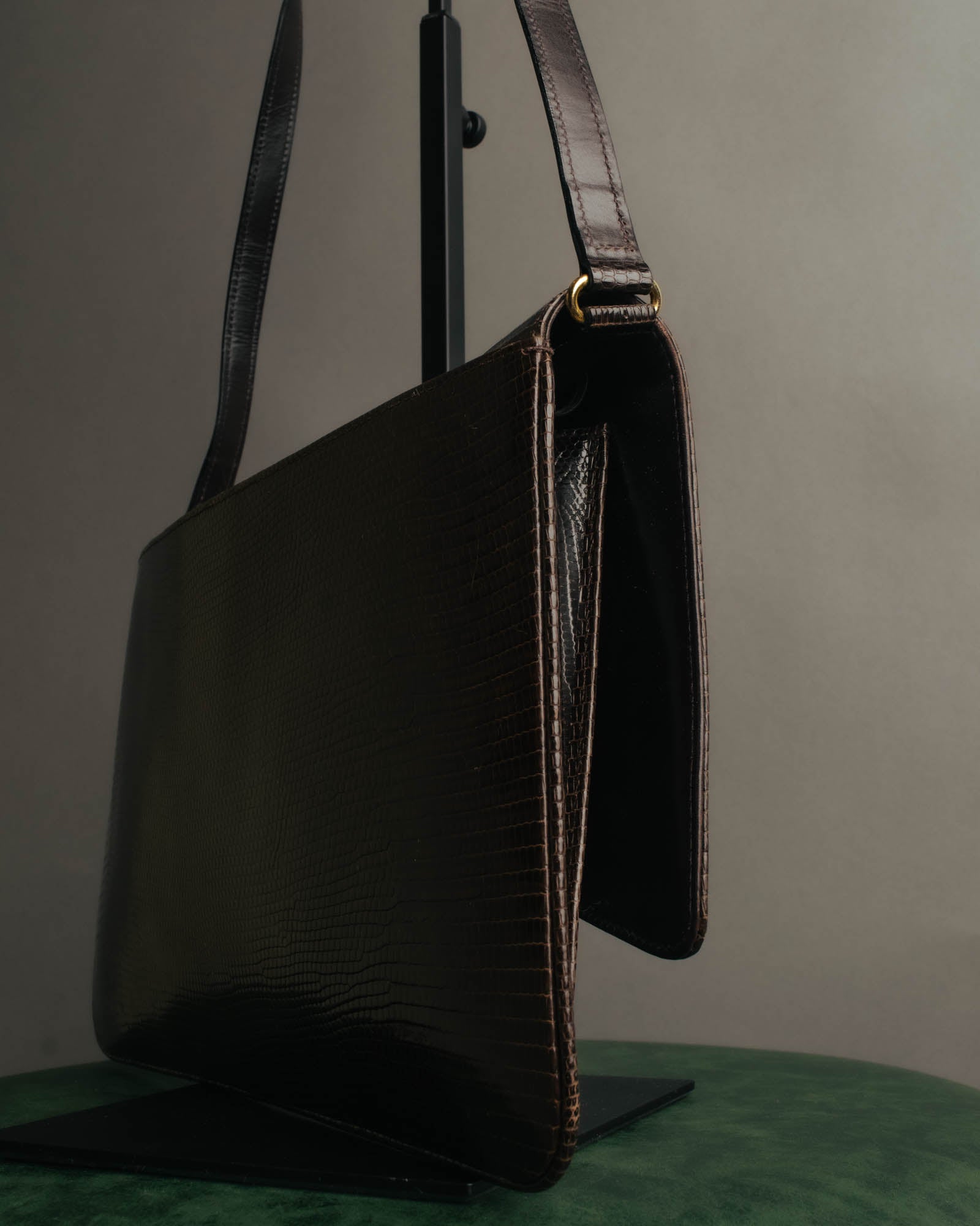 -SPECIAL- “GUCCI” 70’s-80’s lizard embossed flap shoulder bag
