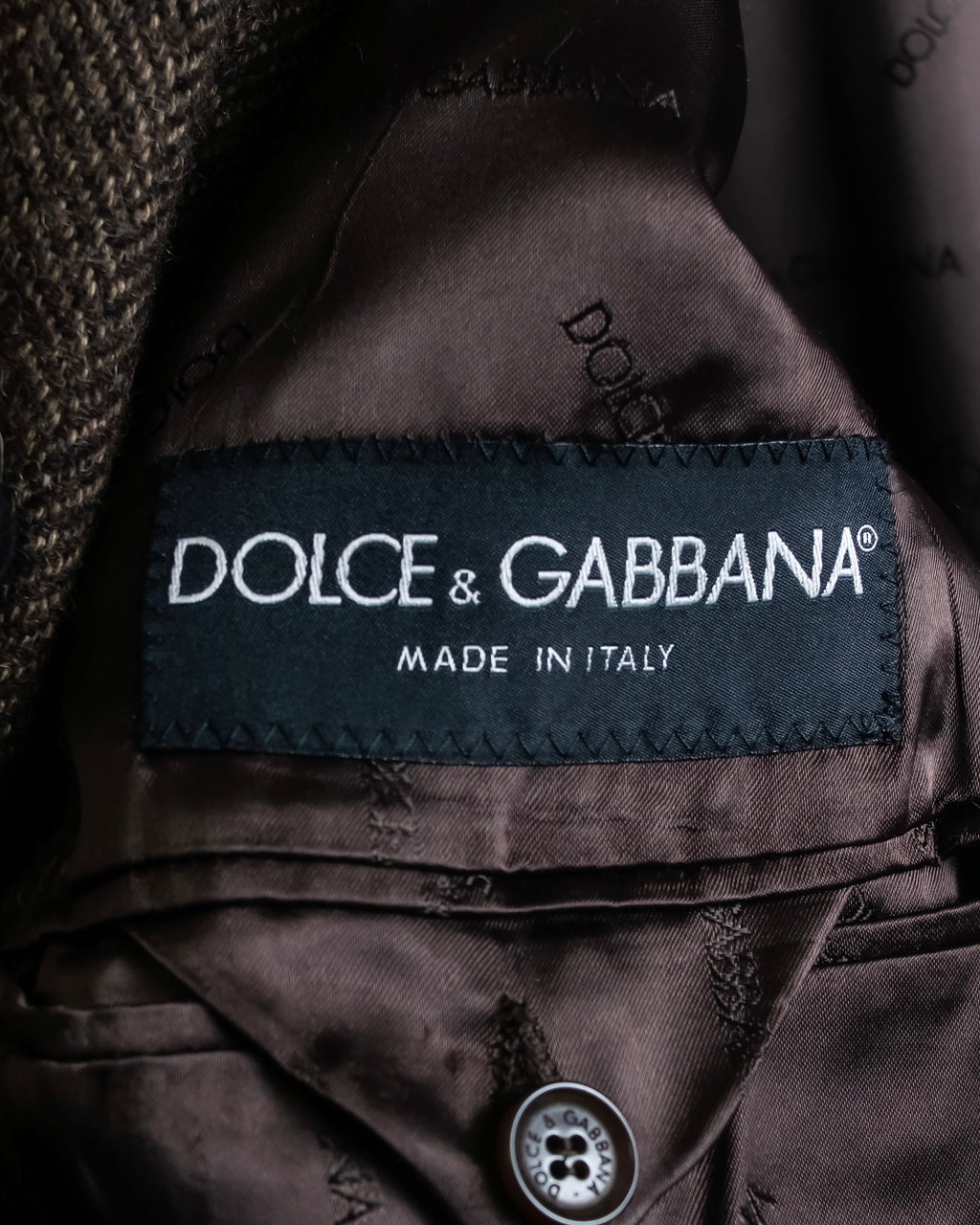 "Dolce &amp; Gabbana" Herringbone pattern slim shape chester coat