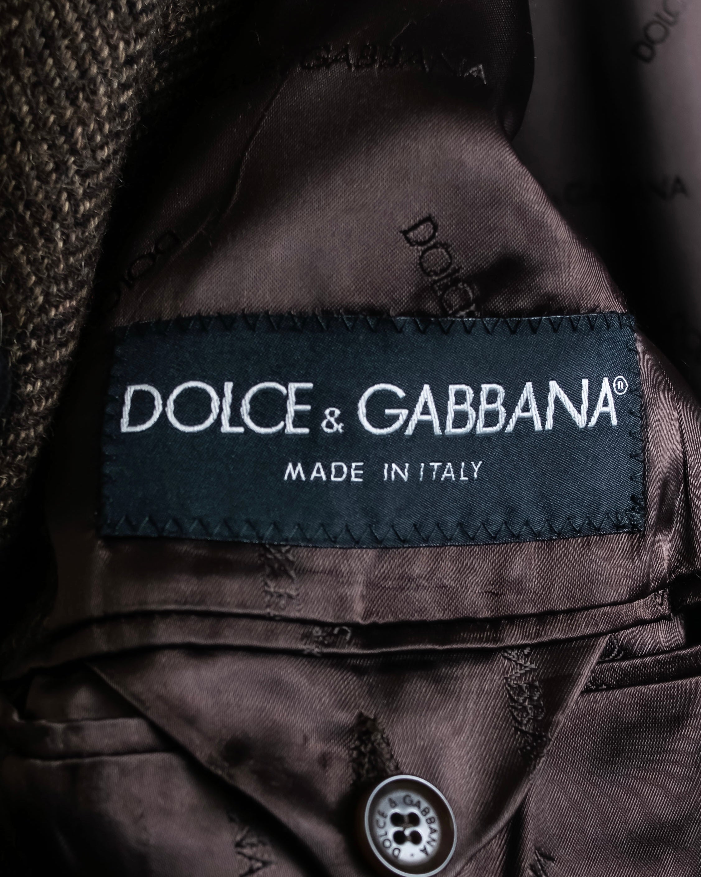 "Dolce &amp; Gabbana" Herringbone pattern slim shape chester coat